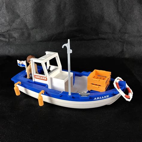 Playmobil Fishing Boat Ariane Fish Boxes Spear Figure Life Ring Toys