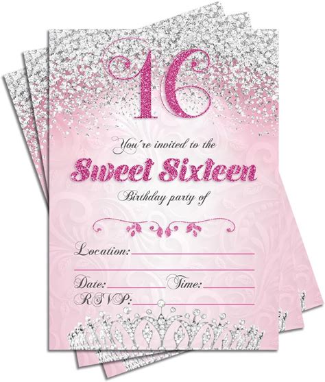Sweet 16 Sixteen Birthday Party Double Sided Invitations
