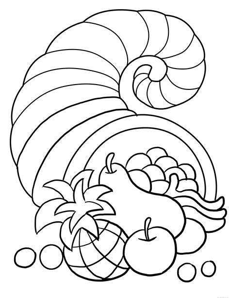 These thanksgiving coloring pages can be printed off in minutes, making them a quick activity that the kids can have fun with in the weeks before there are a few thanksgiving coloring pages here that your child will have a blast coloring. thanksgiving cornucopia coloring sheet for kidsFree ...
