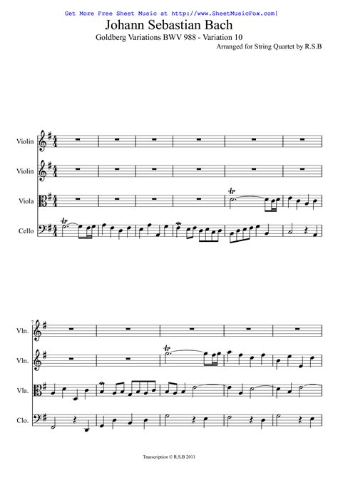 Free Sheet Music For Goldberg Variationen Bwv 988 Bach Johann