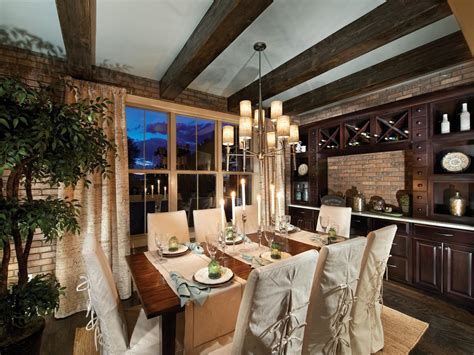 Rustic Yet Elegant Dining Room With Exposed Wooden Beams Hgtv