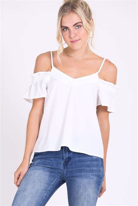 White Ruffle Cold Shoulder Cami Top Cami Outfit Cami Tops Tops