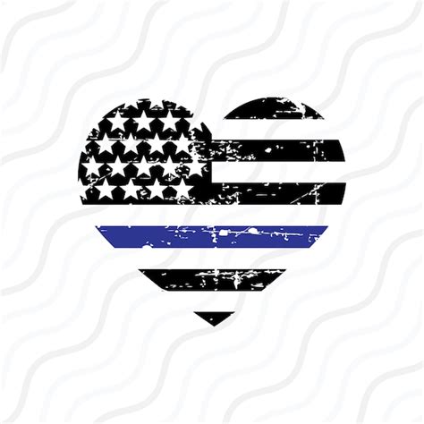 Blue Thin Line Heart Svg Police Svg Distressed Flag Svg Cut Etsy