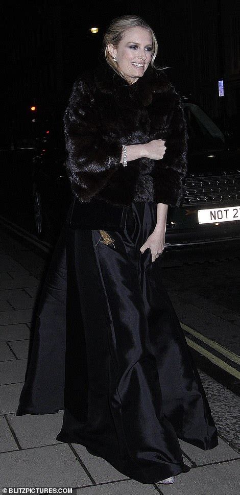 Elizabeth Hurley Attends Dame Joan Collins 88th Birthday Celebration