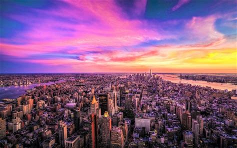 New York Skyline Sunset Wallpaper