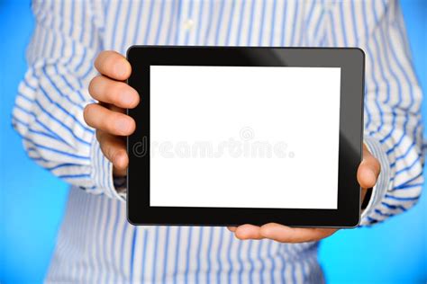Businessman Showing Tablet Stock Image Image Of Blue 84617387