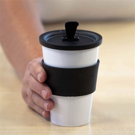 Ornamin Coffee To Go Mug 400 Ml White Leak Proof Lid Sleeve Model