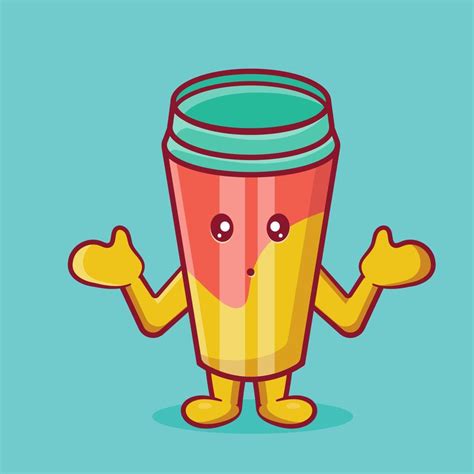Cute Tumbler Mascot With Confused Expression Isolated Cartoon In Flat