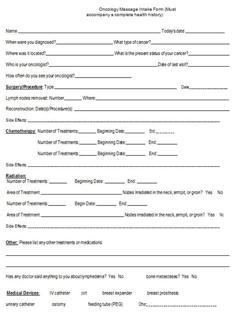 35 Free Massage Intake Form Templates Ms Word Excel Templates
