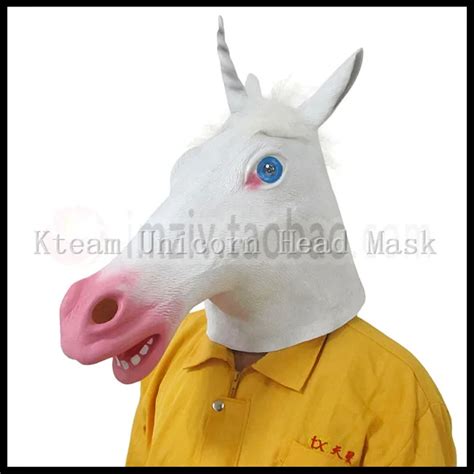 Free Shipping Party Cosplay Creepy Unicorn Head Latex Mask Halloween Costume Theater Prank Prop