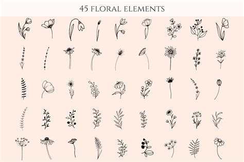 Flowers Svg Hand Drawn Stems And Branches Png Doodle Etsy Uk