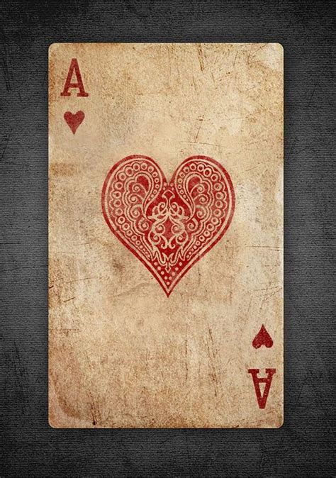 Large Framed Print Vintage Ace Of Hearts Playing Card Picture Poster