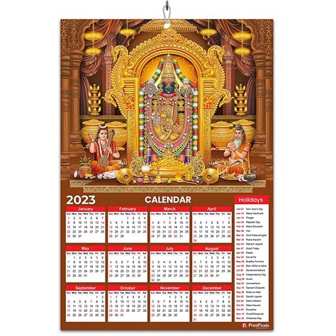 Printfixels Lord Thirupathi Balaji Calendar 2023 Nontearable