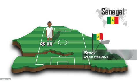 Tim Nasional Sepak Bola Senegal Pemain Sepak Bola Dan Bendera Pada Peta
