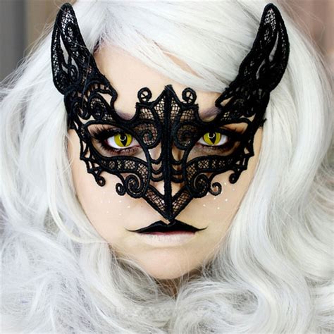 Halloween Mark Sexy Lace Eye Mask Black Cat Eye Mask Venetian