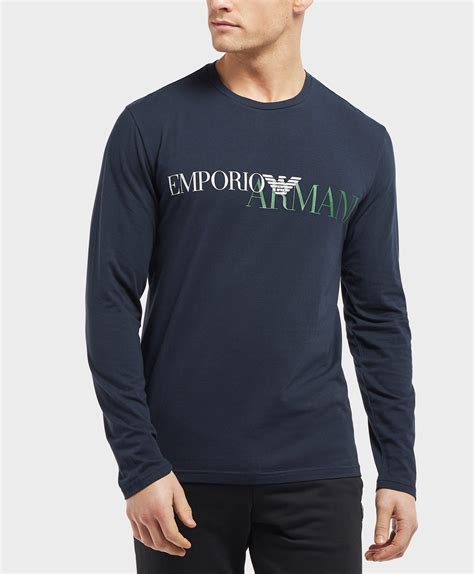 Lyst Emporio Armani Eagle Logo Long Sleeve T Shirt In Blue For Men