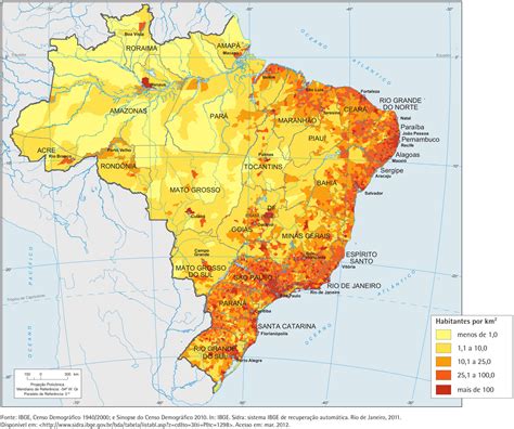 A População Brasileira Esta Distribuida De Maneira Irregular No Territorio