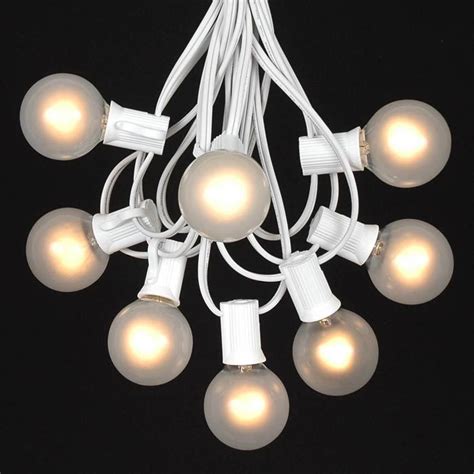 Frosted White G40 Globeround Outdoor String Light Set On White Wire