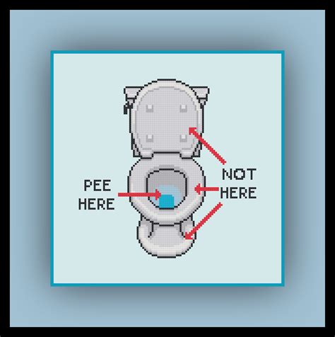Toilet Cross Stitch Pattern Bathroom Pee Here Directions Funny Etsy