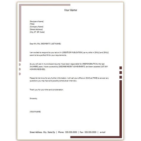 12 Resume Cover Letter Template Microsoft Word 36guide