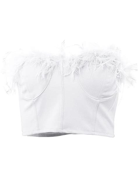 Emmiol Free Shipping 2023 Hairy Navel Corset Top White S In Corset Tops