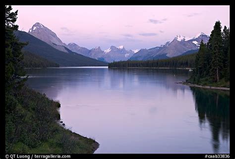 Picturephoto Maligne River Outlet And Maligne Lake Sunset Jasper