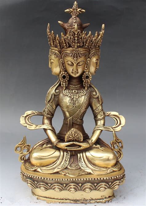 Tibet Tibetan Buddhism 4 Face Amitayus Longevity God Goddess Buddha