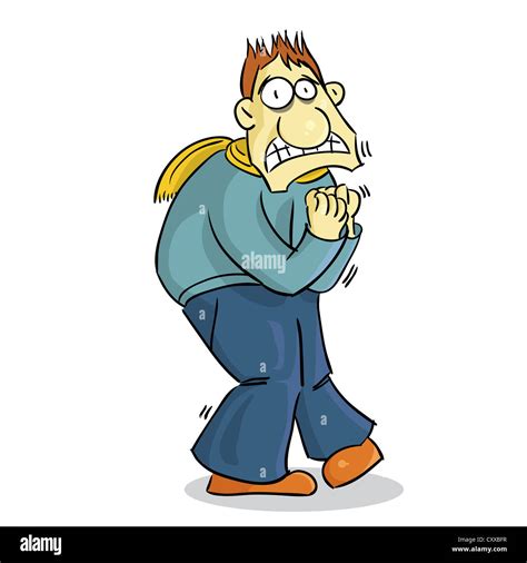 Vector Cartoon Illustration Of A Man Freezing In Cold Weather Stock
