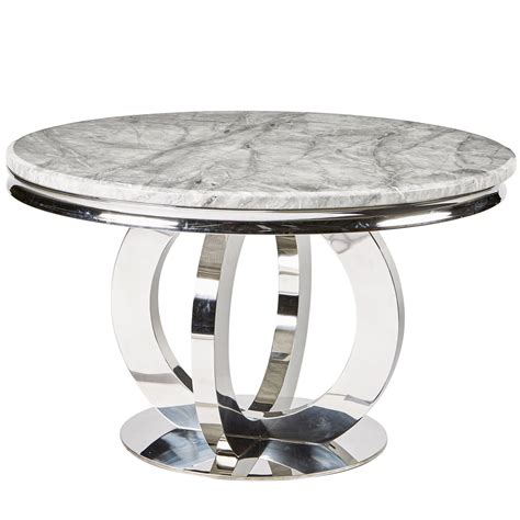 Complete your dining room or kitchen with a modern dining table. Oracle 130cm Round Grey Marble Dining Table & 4 Parker ...