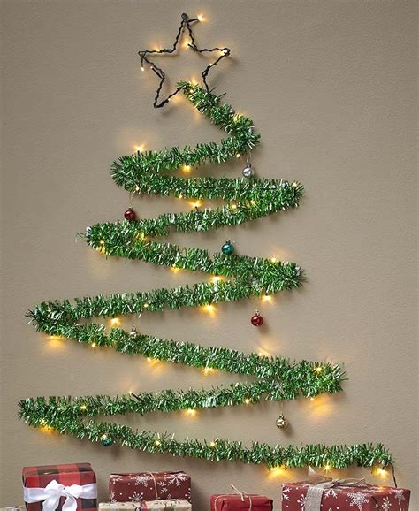 Lighted Tinsel Christmas Wall Tree Wall Christmas Tree Creative
