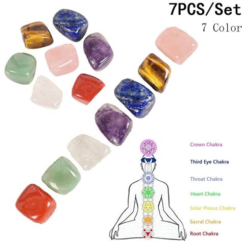 seven chakra stone 7 colors set yoga chakra irregular reiki healing crystals stone polished