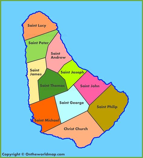 Barbados Parish Map Administrative Map Of Barbados