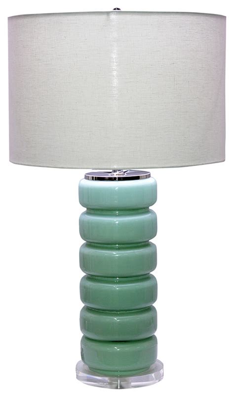 Mid Century Turquoise Glass Lamp Contemporary Table Lamps By