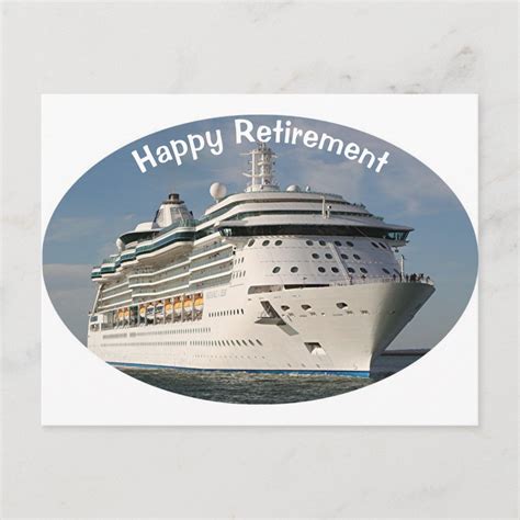 Happy Retirement Cruise Ship 3 Oval Postcard Zazzle