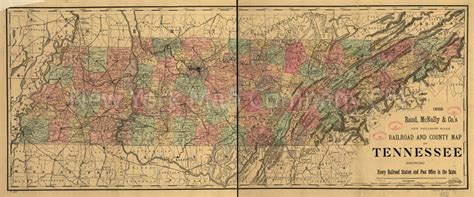1888 Map New Enlarged Scale Railroad And County Map Of Tennessee
