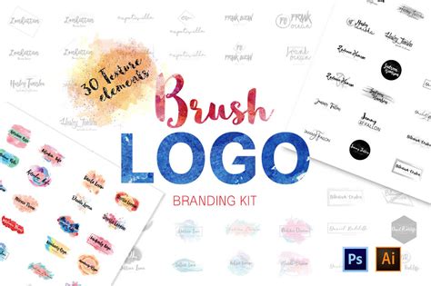 Watercolor And Brush Stroke Logos Kit Only 9 Mightydeals