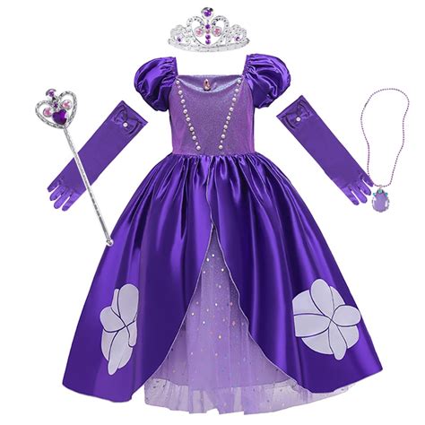 Girls Princess Sofia Dress Purple Cosplay Party Costume Child Sophia