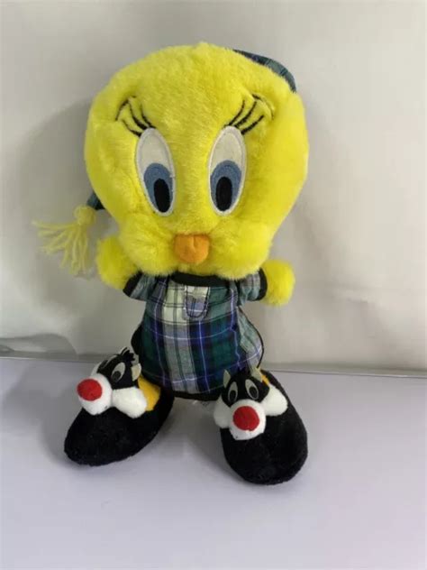 Vtg Warner Brothers Looney Tunes Tweety Bird Plush With Sylvester