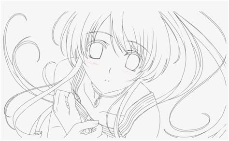 Cute Anime Girl Line Art
