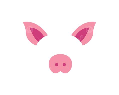 Pig Face Elements Set Vector Illustration Animal Character Ear Vector