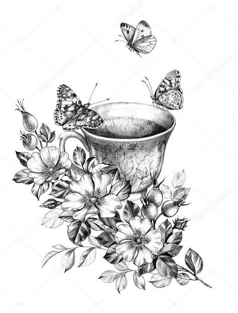 Butterflies Sitting On Tea Cup Stock Photo Valiva