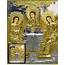 Holy Trinity Hand Painted Gold Riza Icon In Wood Kiot