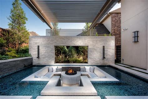 Modern Backyard With Sleek Pool And Sunken Lounge Hgtvs Ultimate
