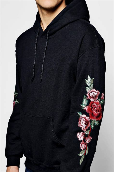boohoo mens floral embroidered over the head hoodie ebay