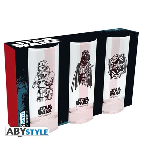 star wars 3 glasses set x2 abysse corp