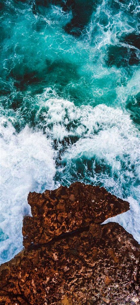 Iphone Wallpaper Cliff Waves Sea Ocean Coast Aerial View K
