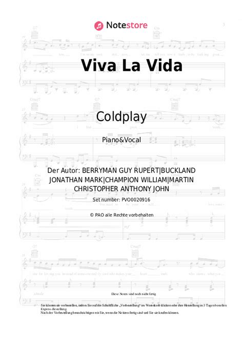 Coldplay Viva La Vida Noten Für Piano Downloaden Für Anfänger Klavier