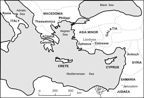 Map Showing The Churches Paul Wrote To Pauls Missionary Journeys