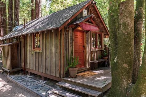 Tiny Redwood Cabin And Treehouse With Ziplines Tree House Tiny