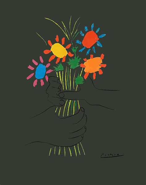Pablo Picasso Bouquet Of Peace Signature Classic Design Sh Digital Art